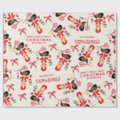 パーソナライズされたアフリカ系アメリカ人クリスマスガール小妖精や小人 ラッピングペーパー (フラット)