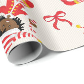 パーソナライズされたアフリカ系アメリカ人クリスマスガール小妖精や小人 ラッピングペーパー (ロールコーナー)