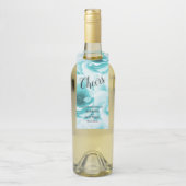 パーソナライズされたアブストラクトブルー＆ホワイト ボトルネックタグ (ボトル)