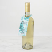 パーソナライズされたアブストラクトブルー＆ホワイト ボトルネックタグ (アングル)