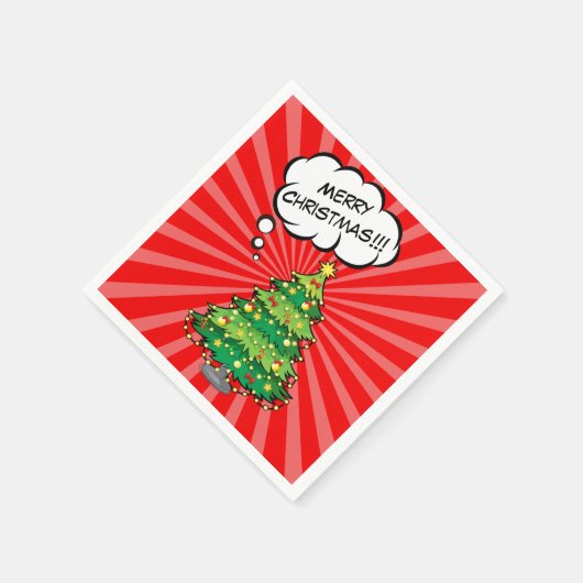 パーソナライズされたアポップ・アートのートクリスマスツリー スタンダードカクテルナプキン (角)