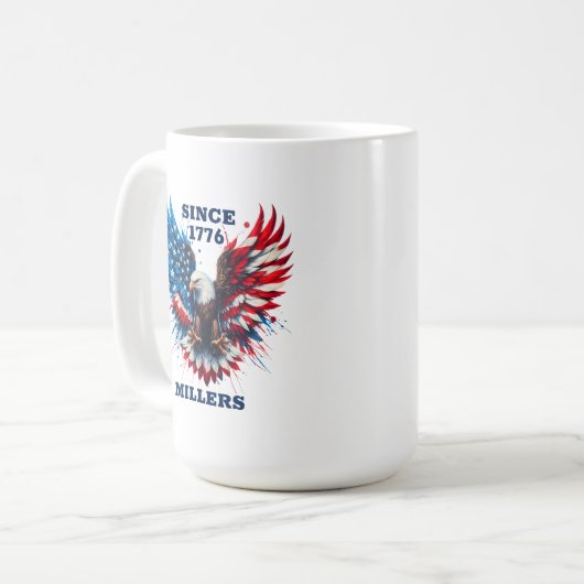 パーソナライズされたアメリカはっきりしたイーグル コーヒーマグカップ (正面左)