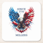 パーソナライズされたアメリカはっきりしたイーグル スクエアペーパーコースター (正面)