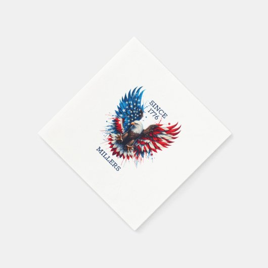 パーソナライズされたアメリカはっきりしたイーグル スタンダードカクテルナプキン (角)