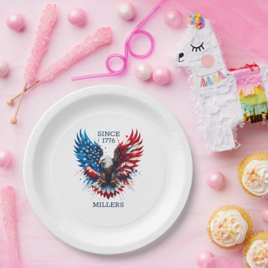 パーソナライズされたアメリカはっきりしたイーグル ペーパープレート (パーティー)