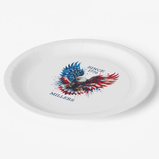 パーソナライズされたアメリカはっきりしたイーグル ペーパープレート (アングル)