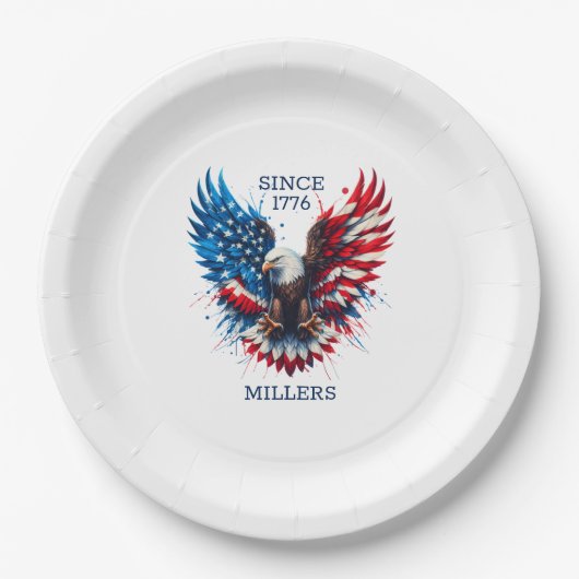 パーソナライズされたアメリカはっきりしたイーグル ペーパープレート (正面)