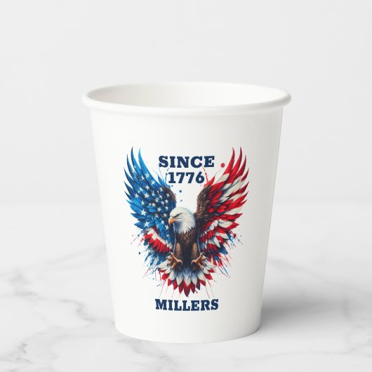 パーソナライズされたアメリカはっきりしたイーグル 紙コップ (裏面)