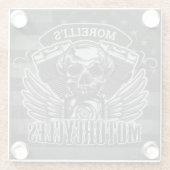 パーソナライズされたアメリカバイクもしくは自転車に乗る人スカルオートバイ ガラスコースター (裏面)