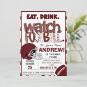 パーソナライズされたアメリカンフットボールの時計パーティー 招待状 (スタンド正面)