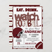 パーソナライズされたアメリカンフットボールの時計パーティー 招待状 (正面/裏面)