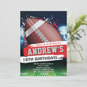 パーソナライズされたアメリカンフットボールの時計パーティー 招待状 (スタンド正面)