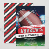 パーソナライズされたアメリカンフットボールの時計パーティー 招待状 (正面/裏面)