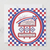 パーソナライズされたアメリカ250–愛国的なレトロなマーキーライト 招待状 (裏面)