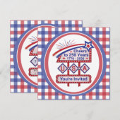 パーソナライズされたアメリカ250–愛国的なレトロなマーキーランプ 招待状 (正面/裏面)