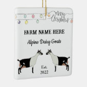 パーソナライズされたアルパイン乳製品ヤギ白クリスマス セラミックオーナメント (右)