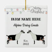 パーソナライズされたアルパイン乳製品ヤギ白クリスマス セラミックオーナメント (裏面)