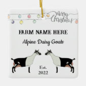 パーソナライズされたアルパイン乳製品ヤギ白クリスマス セラミックオーナメント (正面)