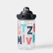 パーソナライズされたアルファベットおもしろい-新学期 ウォーターボトル (背面)