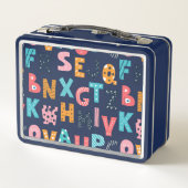 パーソナライズされたアルファベットおもしろい-新学期 メタルランチボックス (裏面)