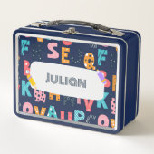 パーソナライズされたアルファベットおもしろい-新学期 メタルランチボックス (正面)