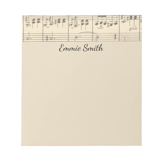 パーソナライズされたアンティーク楽譜 ノートパッド (正面)