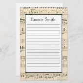 パーソナライズされたアンティーク楽譜 便箋 (正面/裏面)