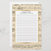 パーソナライズされたアンティーク楽譜 便箋 (正面/裏面)