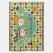 パーソナライズされたアーガイル雪だるま スローブランケット (正面縦)