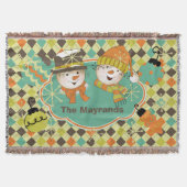 パーソナライズされたアーガイル雪だるま スローブランケット (正面)