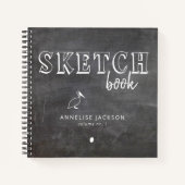 パーソナライズされたアーティスト名sketchbook白黒 ノートブック (正面)
