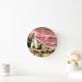 パーソナライズされたアートライトハウスウォールクロック ラウンド壁時計 (ホーム)