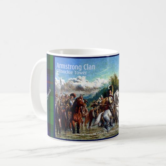 パーソナライズされたアームストロングのスコティッシュクラン城タータンチェック コーヒーマグカップ (正面左)