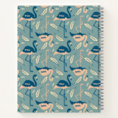 パーソナライズされたアールデコインスパイアフラミンゴ模様 ノートブック (裏面)