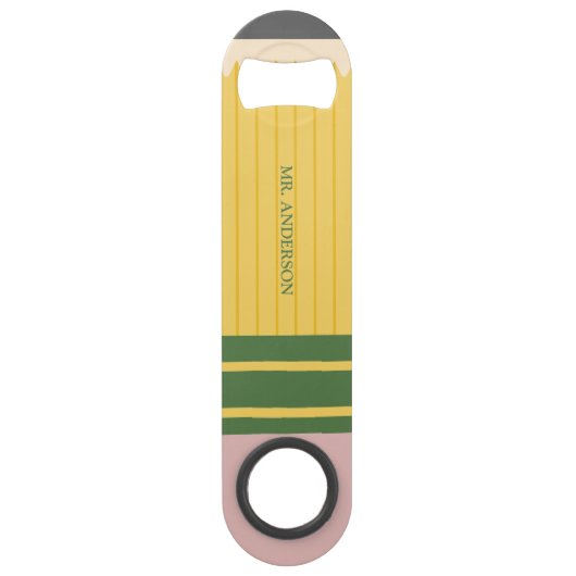 パーソナライズされたイエロースクール鉛筆 スピード栓抜き (正面)