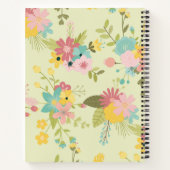 パーソナライズされたイエロー ピンク グリーン フラワーズ ベビーシャワー ノートブック (裏面)
