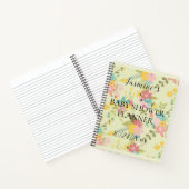 パーソナライズされたイエロー ピンク グリーン フラワーズ ベビーシャワー ノートブック (内部)