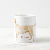 パーソナライズされたイエロー・ラブラドール・レトリーバーシルエット コーヒーマグカップ (中央)