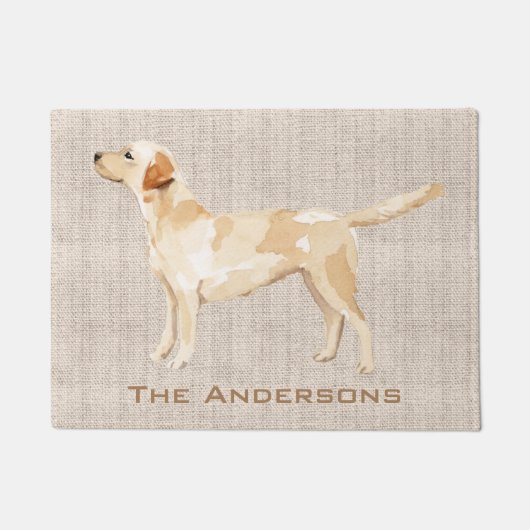 パーソナライズされたイエロー・ラブラドール・レトリーバーシルエット ドアマット (正面)