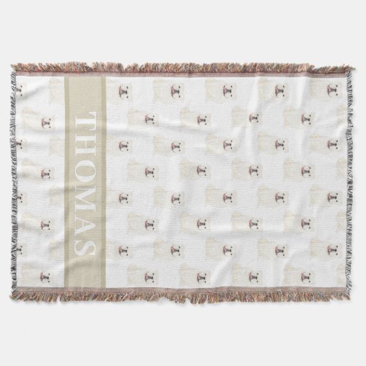 パーソナライズされたイギリスブルドッグ（白） スローブランケット (正面)