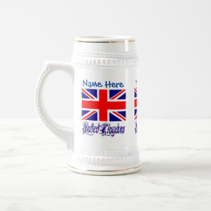 パーソナライズされたイギリス国旗の伝統 ビールジョッキ
