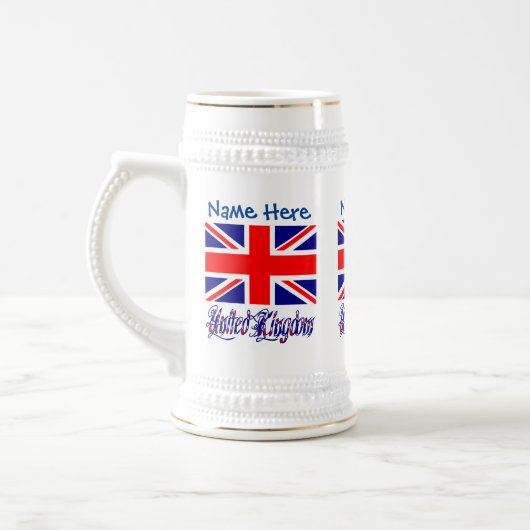 パーソナライズされたイギリス国旗の伝統 ビールジョッキ (左)