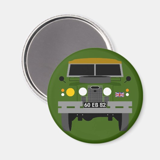 パーソナライズされたイギリス軍退役軍人ランドローバー マグネット (正面/裏面)