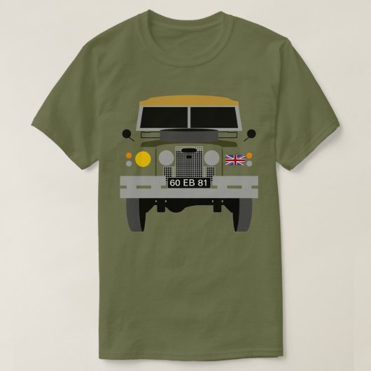 パーソナライズされたイギリス軍退役軍人ランドローバー Tシャツ (デザイン正面)
