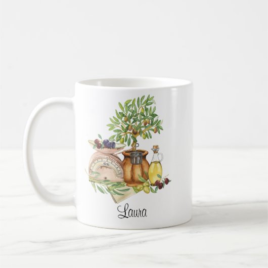 パーソナライズされたイタリアン素朴水の色 コーヒーマグカップ (左)