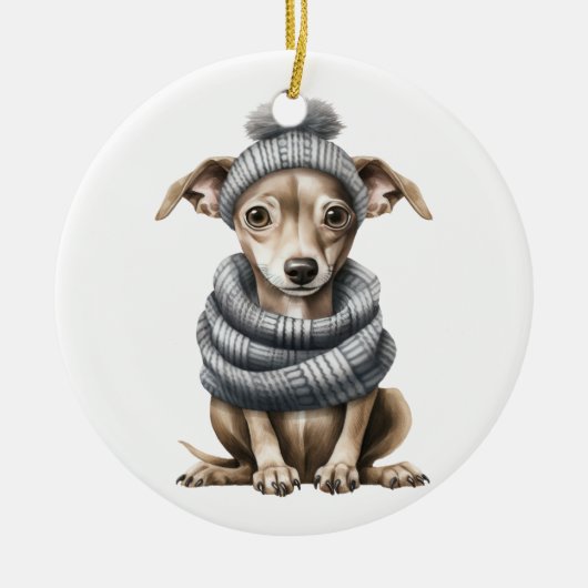 パーソナライズされたイタリアンGreyhound犬 セラミックオーナメント (正面)