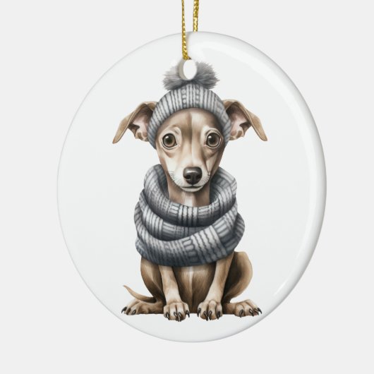 パーソナライズされたイタリアンGreyhound犬 セラミックオーナメント (左)