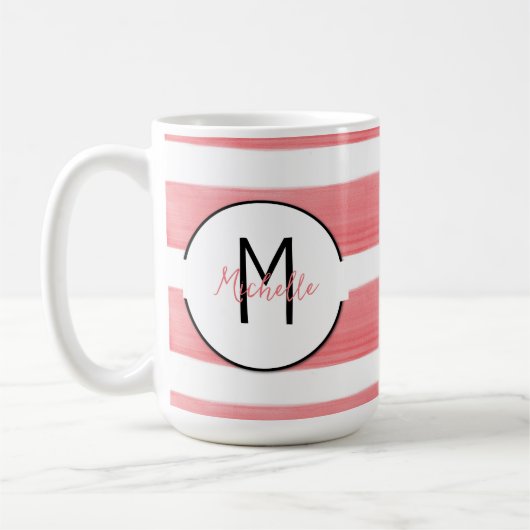 パーソナライズされたイニシャルと名前の変更 コーヒーマグカップ (左)