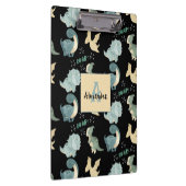 パーソナライズされたイニシャルと名前の恐竜のパターン クリップボード (右)