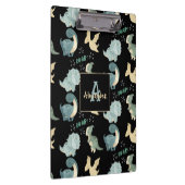 パーソナライズされたイニシャルと名前の恐竜のパターン クリップボード (右)